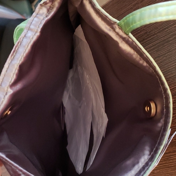 Cider Satiny Mini Bag in Light Green with an Embroidered "C" HandBag Style - Picture 6 of 8